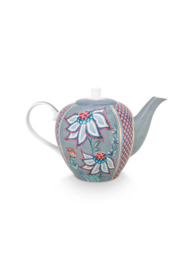 Pip Studio Flower Festival theepot - 1.6 ltr - Blauw