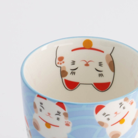 Tokyo Design Kawaii Lucky Cat Mok Lichtblauw