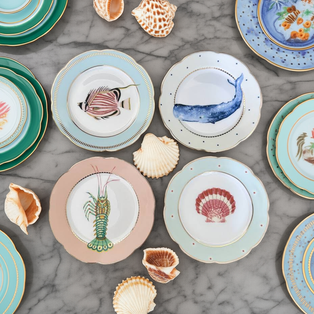 Yvonne Ellen Gebaksborden "Under the Sea" set van vier -  ⌀16cm