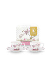 Pip Studio Jolie Pink Espresso Kop & Schotel Set van 2 - 120 ml