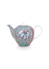 Pip Studio Flower Festival theepot - 1.6 ltr - Blauw