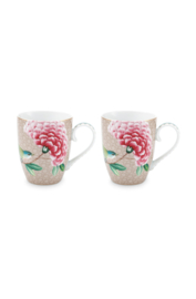 Pip Studio Blushing birds mok set/2 - 350ml -  Khaki