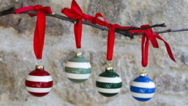 Cornishware Adder Green Bauble set van twee mini kerstballen - ⌀5cm