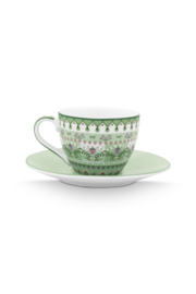 Pip Studio Lily & Lotus Light Green set van twee espressokopjes - 120ml