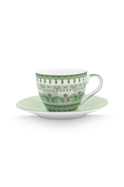 Pip Studio Lily & Lotus Light Green set van twee espressokopjes - 120ml