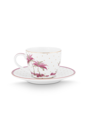 Pip Studio Jolie Pink Espresso Kop & Schotel Set van 2 - 120 ml