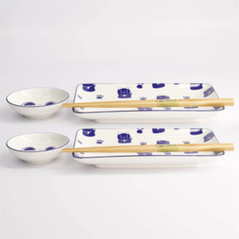 Tokyo Design Kawaii - Maneko Blue  sushi set/2 - cadeauset