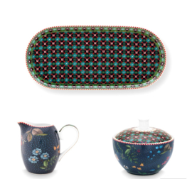 Pip Studio Berry Blues Set Suikerpot, Melkkannetje en schotel