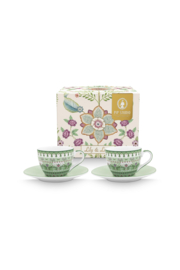 Pip Studio Lily & Lotus Light Green set van twee espressokopjes - 120ml