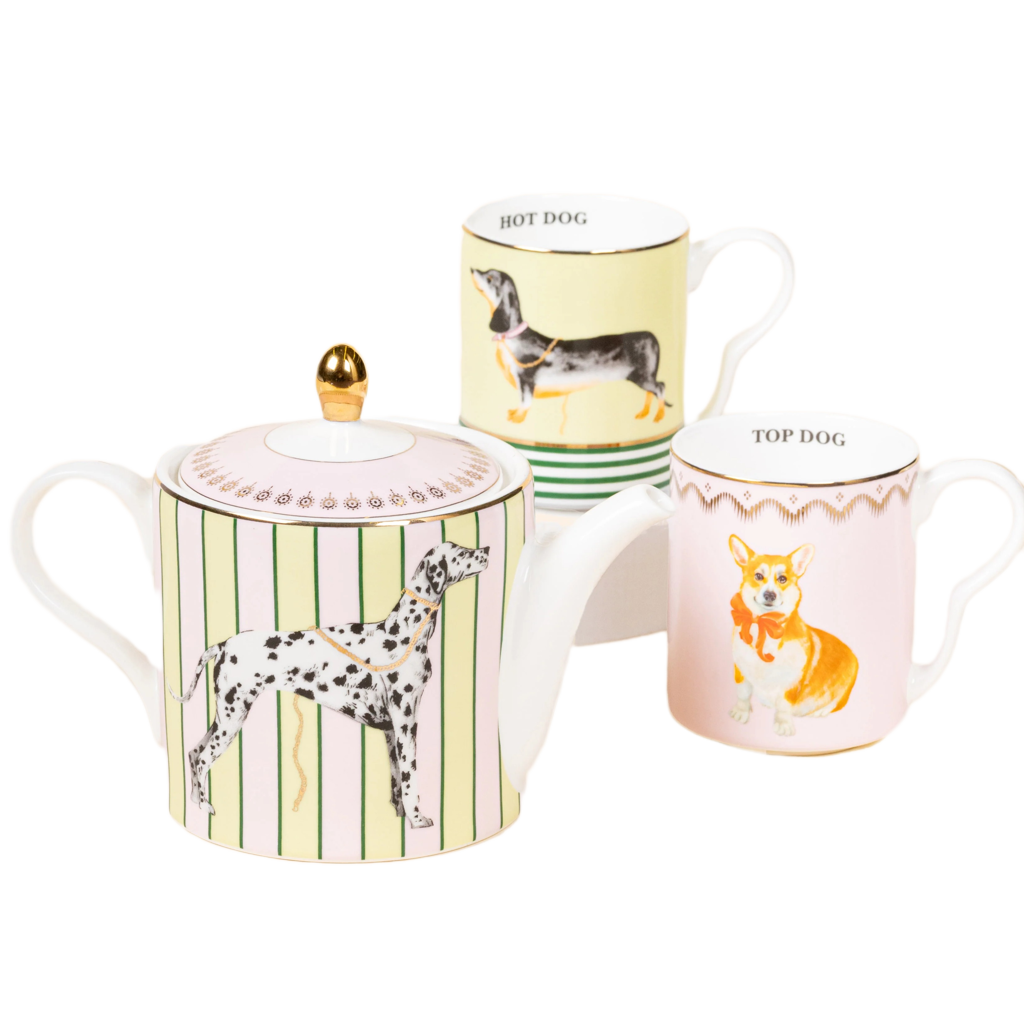 Yvonne Ellen Theeset Doggie - Theepot & 2 Mokken