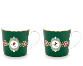 Pip Studio Love Birds Dark Green set van 2 mokken 250ml