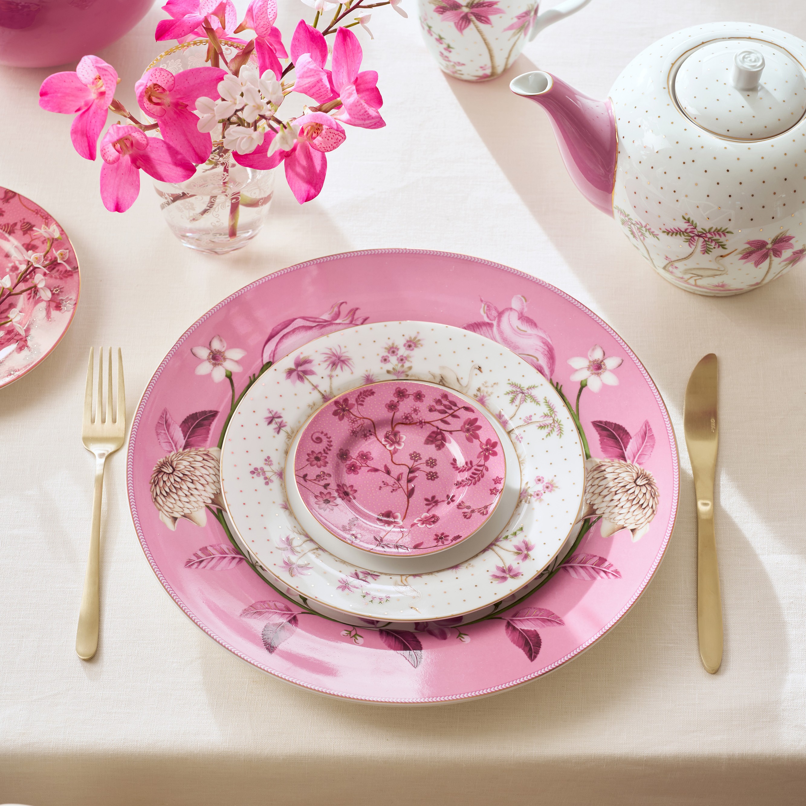 Pip Studio Jolie Pink Petit Four Bordjes - Set van 4 -   Ø12 cm