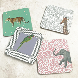 Yvonne Ellen set/4 onderzetters dieren