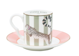 Yvonne Ellen espresso set/2 kop & schotel cheetah