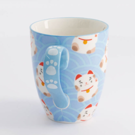 Tokyo Design Kawaii Lucky Cat Mok Lichtblauw