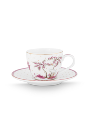 Pip Studio Jolie Pink Espresso Kop & Schotel Set van 2 - 120 ml