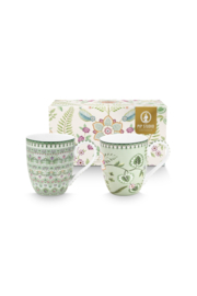 Pip Studio Lily & Lotus Light Green set van twee mokken - 450ml