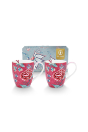 Pip studio Flower festival mok set/2 - 145ml - Roze