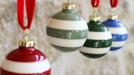 Cornishware Adder Green Bauble set van twee mini kerstballen - ⌀5cm
