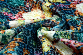 Jacquard Digitaal Bedrukt Bloemen Blauw