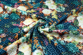 Jacquard Digitaal Bedrukt Bloemen Blauw