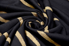 Viscose tricot stripe zwart goud