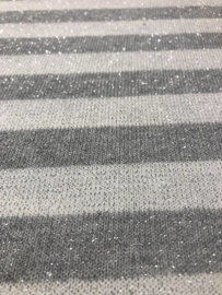 Jersey strepen glitter grijs