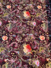 Viscose tricot Paisley donker rood