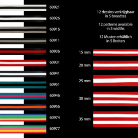 Elastisch lint Gestreept Rood Wit