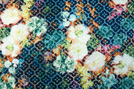 Jacquard Digitaal Bedrukt Bloemen Blauw