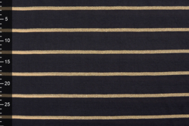 Viscose tricot stripe zwart goud