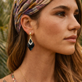 Clip oorbellen dangle stone