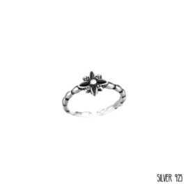 Zilveren Ring Flower