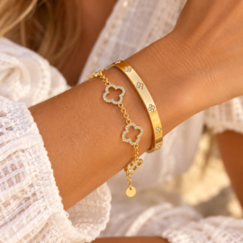 Armbanden set Sparkling Clover goudkleurig