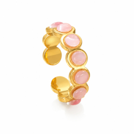 Verstelbare ring met roze steentjes – past altijd & comfortabel