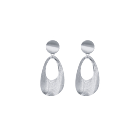 Clip Oorbellen Zilver Oval Drop