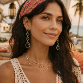 Clipoorbellen met zwarte stenen