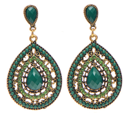 Statement Earrings Bohemian Stones Groen