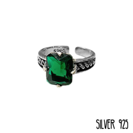 Ring Groene Steen Big Zilver 925