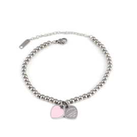 Zilveren Armband Roze Hart