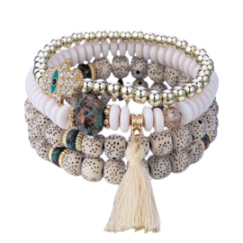 Bohemian Armbandenset Wit