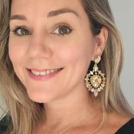 Statement Oorbellen Strass Champagne