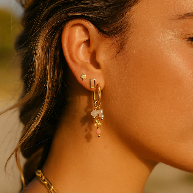 Earparty met roze details en bedels