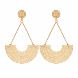 Goudkleurige Clip Oorbellen Waaier Statement