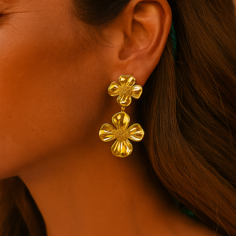 Clip oorbellen met bloemen