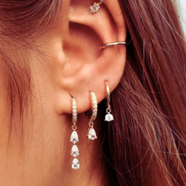 Earparty goud witte diamantjes