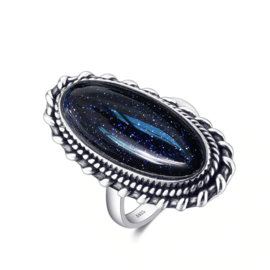 Ring Gemstone Donkerblauw Zilver 925