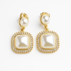 Clipoorbellen met parel & strass