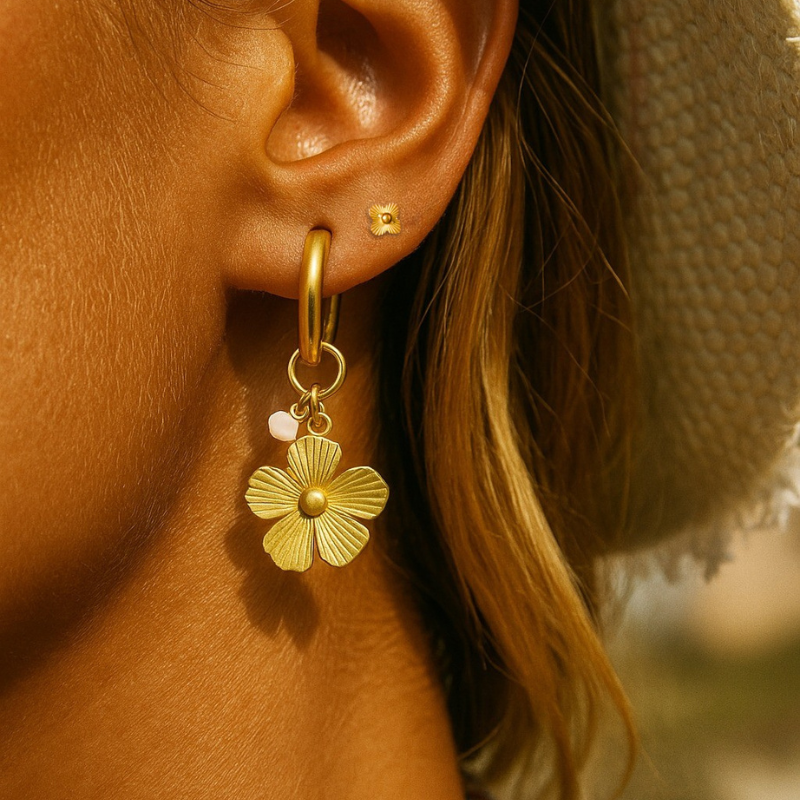 Earparty Goudkleurig bloemen
