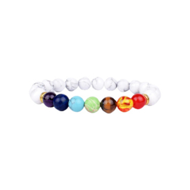 Zeven chakra's armband Agaat wit